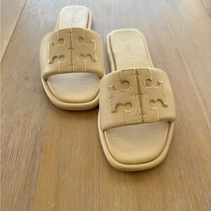 Tory Burch Beige Slide Sandals
